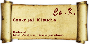 Csaknyai Klaudia névjegykártya